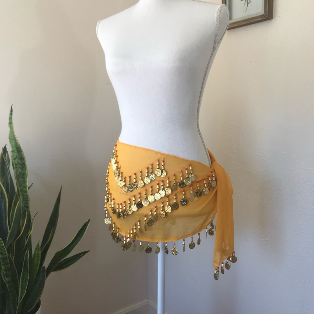 Greek Belly Dance Hip Scarf with Gold Coins